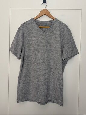 01.Algo Performance T-Shirt Mens Sz L Gray Striped V Neck Quick Dry SPF 40